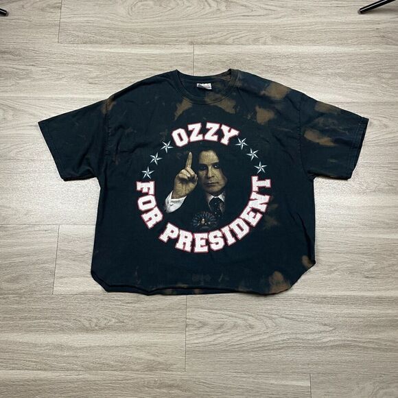 Vintage Shirt Mens Extra Large Black Ozzy Osbourne For President 2008 Band